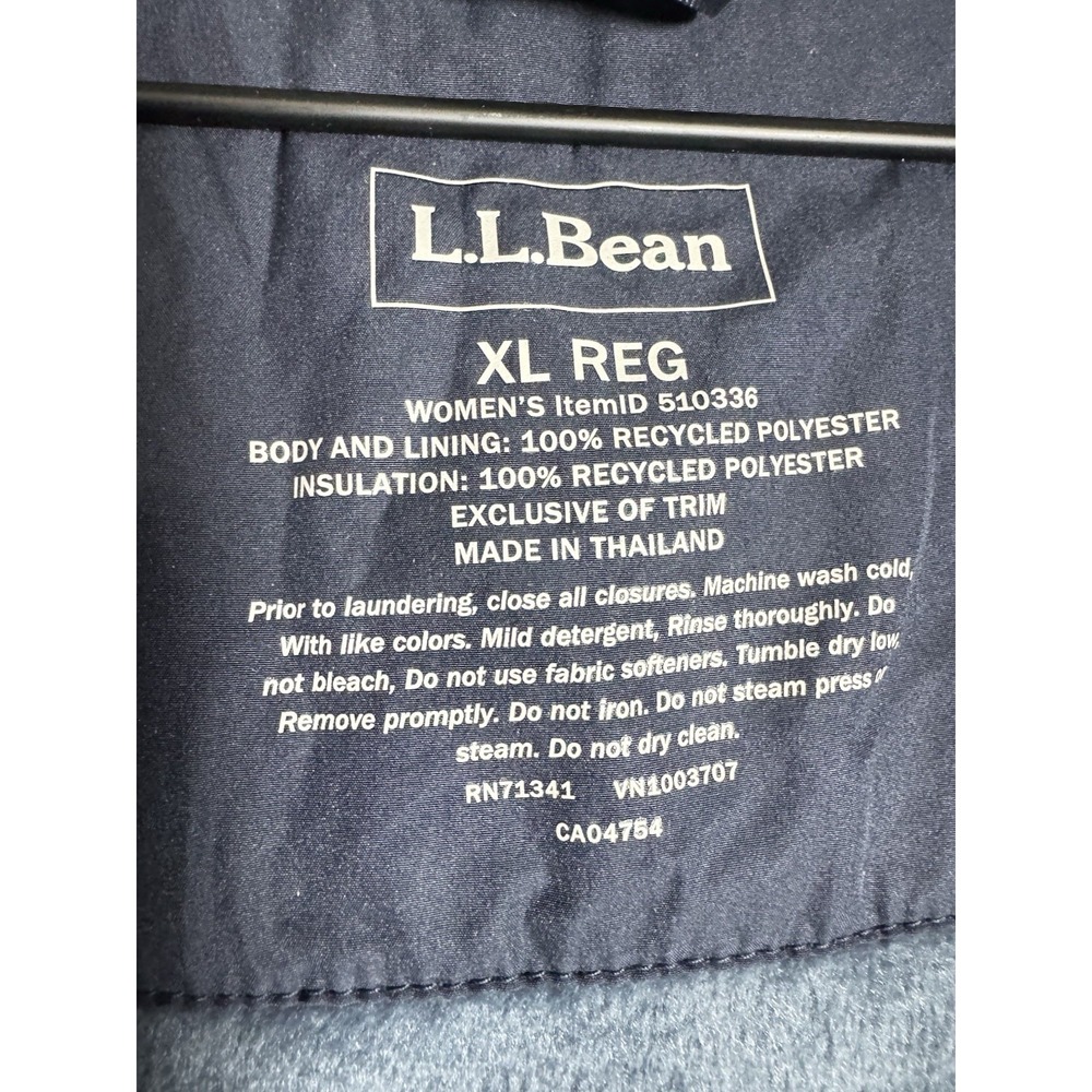 LL Bean Women Fleece-Lined Primaloft Coat Blue XL Parka Hooded - Picture 4 of 6